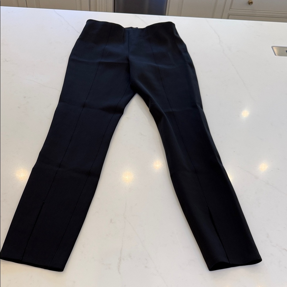 Theory Black ankle pants with a slit